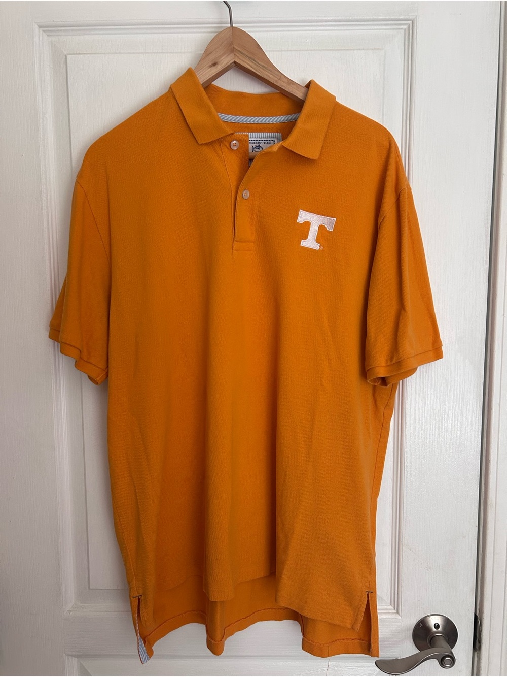 Southern Tide Orange Polo with White University of Tennessee ebroidered logo